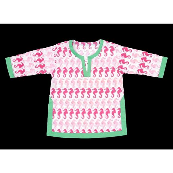 PB Kids Nautical SEAHORSE TUNIC 12-18 mo. Pink Pool Beach Cover Up Dress Shirt - Picture 1 of 7